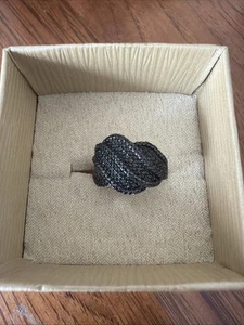 Sterling Silver 925 Black Spinel CZ Ring Size 6 JTV - Picture 1 of 2