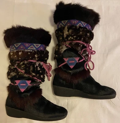 IMPRESIONANTES BOTAS DE ESQUÍ DE COLECCIÓN Tecnica Veruska EU38/US 8 abril piel de cabra/conejo Italia usadas en excelente estado Foto 1 de 4