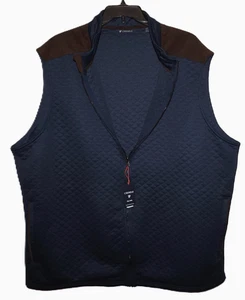 Herren-Weste mit durchgehendem Reißverschluss gesteppt Activewear groß 4XT marineblau mit Wildlederimitatbesatz Cremieux - Bild 1 von 7