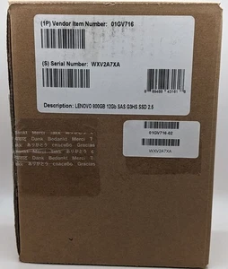 Lenovo 800GB 01GV716 ThinkServer 01GV717 12GB SAS G3HS SSD 2.5 Generation 3 Soli - Picture 1 of 5