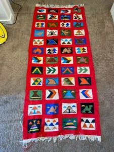 Tunisian Hand Woven Wool Kilim Motifs Tapestry Rug 31"x72" - Picture 1 of 9