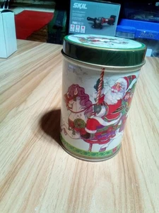 Small Tin With Santa On A Carousel Horse - Picture 1 of 2