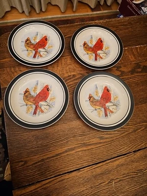 Platos de ensalada cardinal de gres artesanal popular de 8 1/2" de diámetro por Scotty Z. Cantidad 4 Foto 1 de 4