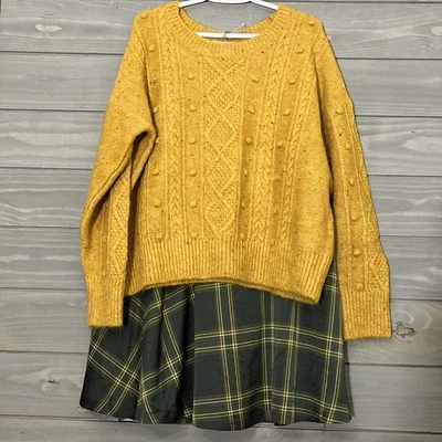 Falda Ann Taylor a Cuadros Mujer 8 Academia Colegiata Preppy Verde Amarillo Midi Foto 1 de 4