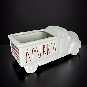 Rae Dunn AMERICA Farmhouse White Truck USA Flag On Tailgate July 4th Decor Bowl - Picture 1 of 12