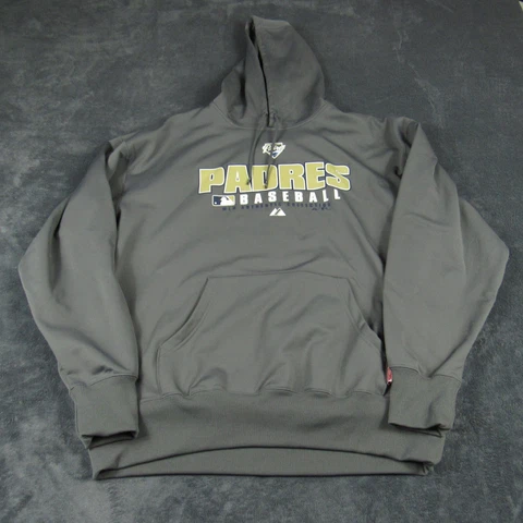 San Diego Padres Hoodie Mens Extra Large Gray Pullover MLB Baseball Majestic Cover