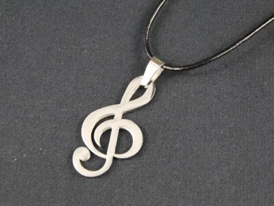 Collar Key Music Miniblings Violín Clave Cuero 4cm Inoxidable Foto 1 de 4