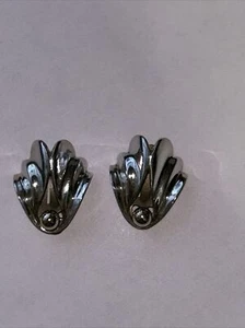 Tiffany & Co. Sterling & 14k Gold Ball Modernist Flower Clip On Earrings - Picture 1 of 12