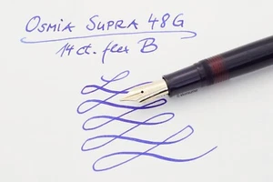 Osmia Supra 48G Kolbenfüller Schwarzes Zelluloid 14K flex Supra-Goldfeder 1950 - Bild 1 von 6