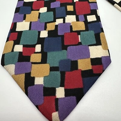 Gravata masculina de seda CARDINALE FIRENZE design geométrico multicolorido - Imagem 1 de 4