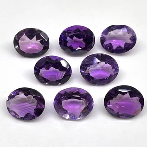 8 Pcs Natural Brazilian Amethyst 12x10mm Oval Cut Loose Untreated Gemstones Lot - Picture 1 of 8