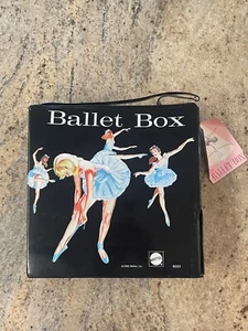 Vintage 1966 Mattel Black Plastic Tap or Ballet Box for Shoes & Clothing w/ Tag - Picture 1 of 11