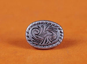 30X 15*12mm Silver Floral Florentine Celtic Rope Edge Oval Rivets Craft Concho - Picture 1 of 10