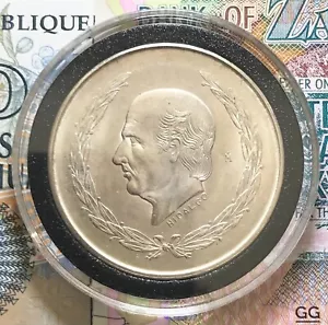 MEXICO 5 PESO 1952 HILDAGO .720 SILVER UNCIRCULATED COIN - Picture 1 of 2