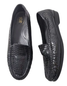 $169 SAS 10 M Loafer /shoes Simplify Everyday Black Patent Croc Comfort - Picture 1 of 6