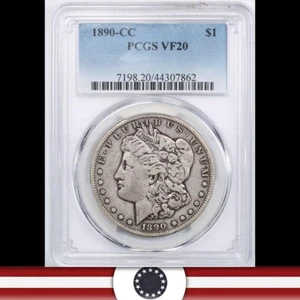 1890-CC $1 MORGAN SILVER DOLLAR PCGS VF20 CARSON CITY 07862 - Picture 1 of 3