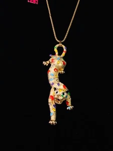 Betsey Johnson Halskette JAGUAR Gepard Gold mehrfarbig Emaille Kristall Geschenkbox - Bild 1 von 12