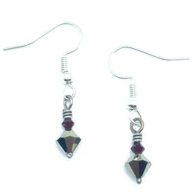 Brighton Beaded Bronze Crystals & Small Red Beads Cute Custom Silver Earrings - Image 1 of 4