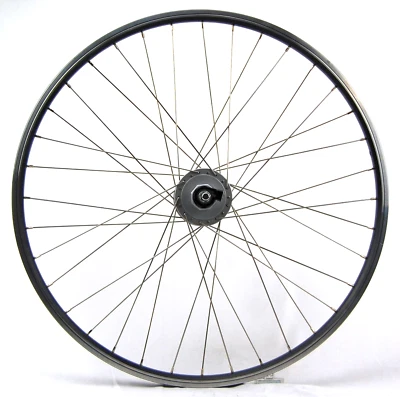 Vorderrad mit silbernen Nabendynamo Shimano schwarze 26" YAK19 Alu HK Felge - Bild 1 von 3