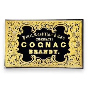 c.1890 Pinet Castillon & Co Cognac Brandy Label France Gold Black Embossed NOS - Picture 1 of 3