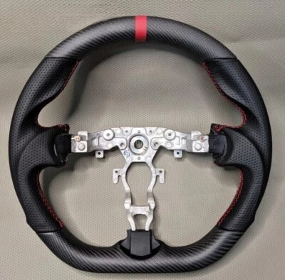 Volante plano de fibra de carbono mate real para Nissan 370Z Z34 2009-2021 Foto 1 de 4