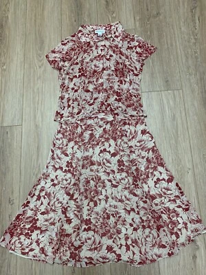 FALDA RENA ROWAN 2 PIEZAS/TOP TALLA 14 BEIGE BORGOÑA POLIÉSTER TRANSPARENTE PESO LIGERO Foto 1 de 4