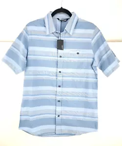 Travis Mathew Short Sleeve Button Up Collared Fist Bump 1MS576 Size S Small Blue - Picture 1 of 7