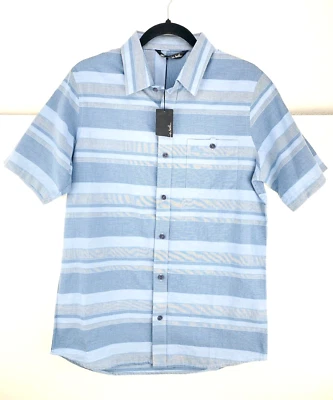 Travis Mathew Short Sleeve Button Up Collared Fist Bump 1MS576 Size S Small Blue - Image 1 of 4