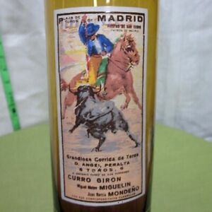PLAZA DE TOROS DE MADRID bullfighter Curro Giron vtg drinking glass Spain 1970s 