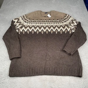Gap Sweater Mens 2XLT Brown Fair Isle Wool Blend Knit Pullover NEW NWT - Picture 1 of 14