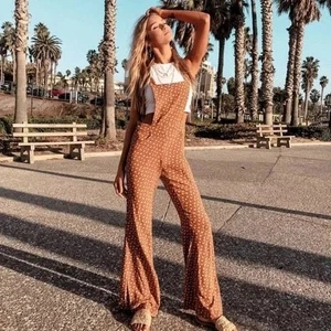Blue Life Toffee Ditsy Floral Georgina May Wide Leg Flare Overall Jumpsuit Small - Bild 1 von 10