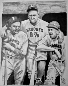 Three Stooges, 3 Stooges, Original Art. COPY Baseball Stooges - Picture 1 of 2