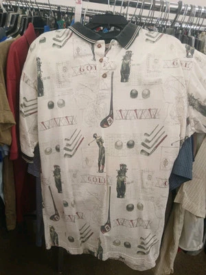 De colección Boca Classics Club Campo de Golf Camiseta Palos Bolsas Crema Gráfico Estampado Grande Foto 1 de 4