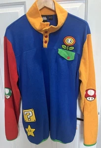 Nintendo Super Mario Icons Fleece Pullover Men’s Sz  XL Color blocked Box Lunch - Picture 1 of 10