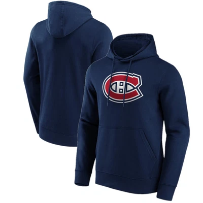FANATICS Montreal Canadiens Herren Hoodie (Größe M) NHL Navy Logo Graphic Kapuzenpullover - Neu