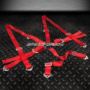6-POINT ADJUSTABLE RACING SEAT BELT HARNESS 2" RED SHOULDER STRAP CAMLOCK STYLE - Picture 1 of 1
