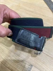 CINTURA BROOKS BROTHERS REVERSIBILE IN TESSUTO TAGLIA MED ROSSO NAVY RIGHE VERDI 55” - Foto 1 di 5