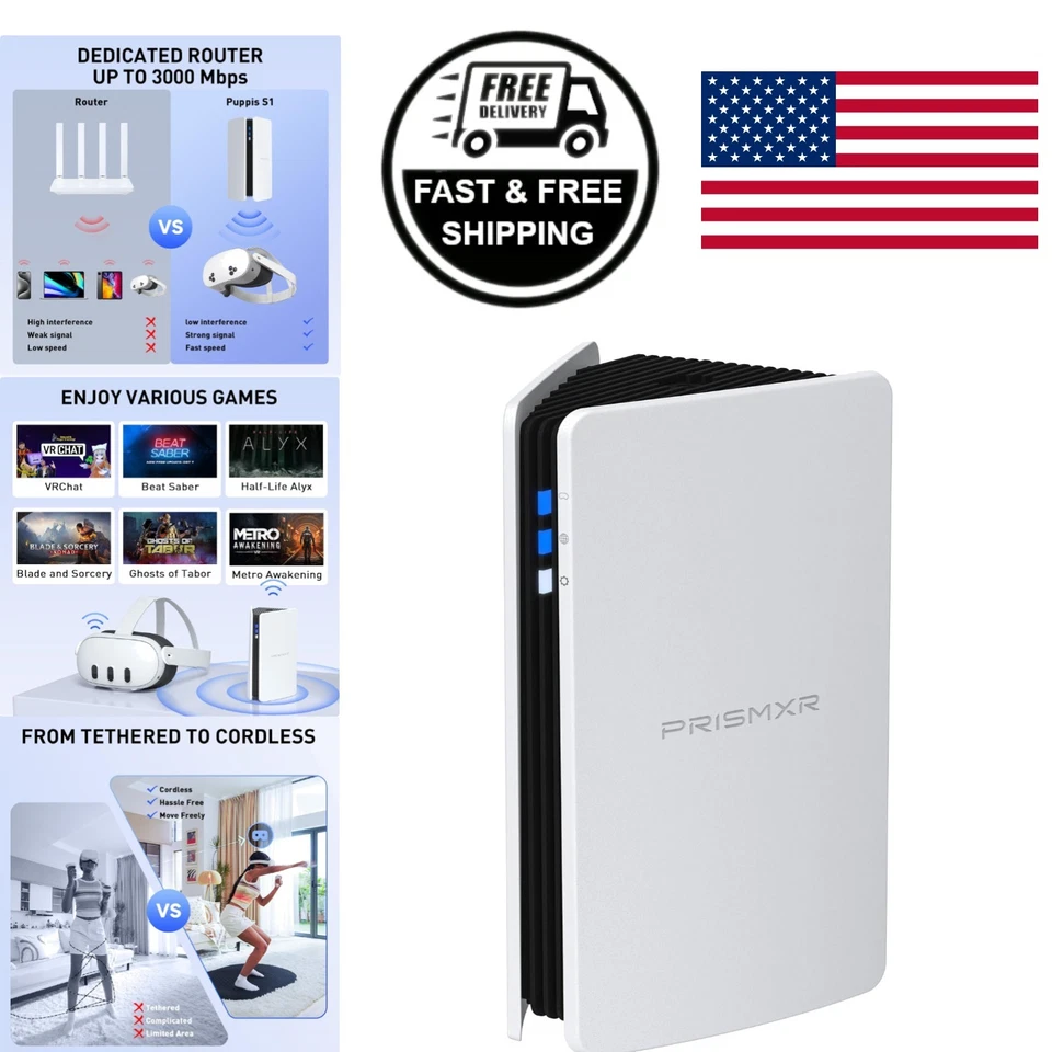 Router inalámbrico de transmisión VR para Meta Quest 3 3S 2 con conectividad de doble banda Foto 1 de 4