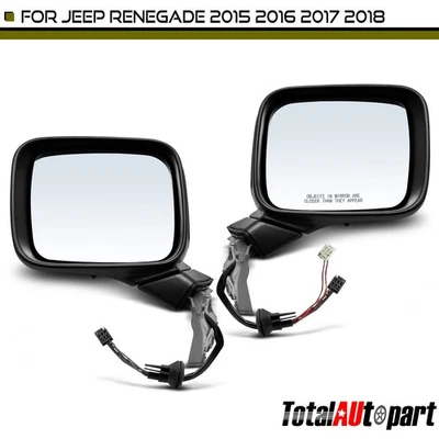 2x Espejo calefactor eléctrico negro con ajuste de potencia y señal de giro para Jeep Renegade L&R Foto 1 de 4