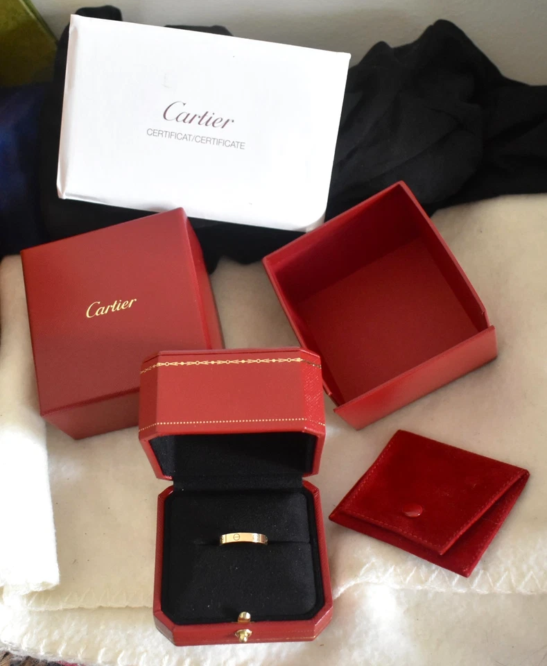 ANILLO AMOR 100% Garantizado AUTÉNTICO CARTIER 18Kt Y/Oro 3.5mm Caja Certificado Talla 59/R Foto 1 de 4