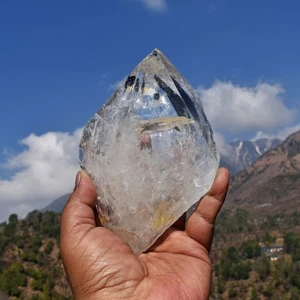 TIBETAN BLACK PHANTOM GOLDEN HEALER RAINBOW GWINDEL QUARTZ NIRVANA ICE CRYSTAL - Picture 1 of 11