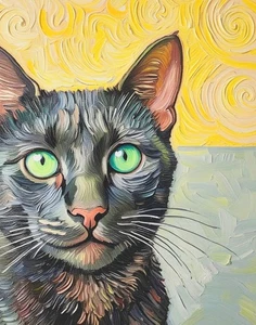 Buy 2 Get the 3rd FREE, 11 x 14, Art PRINTS, Wall Art, Cat Art Print, Black Cat - Picture 1 of 4