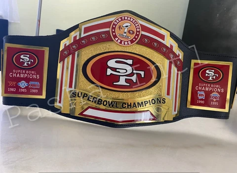 Superbowl San Francisco 49ers Championship Leather title belt Adult size 2mm 4mm Cover