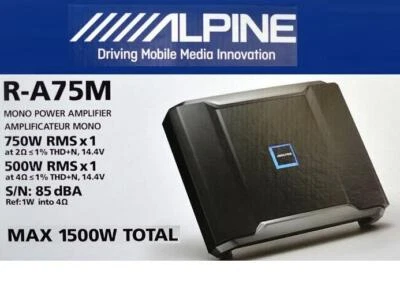 Alpine R-A75M Amplificatore digitale mono 1 canale 1500 Watt Amplifier - Immagine 1 di 4