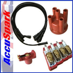 Ford Pinto Accuspark Spark Plugs ,Cap+Red Rotor + BLACK leads For Bosch - Picture 1 of 10