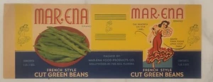 Label Can Mar Ena Brand Hollywood By The Sea Florida Cut Green Beans French - Picture 1 of 1