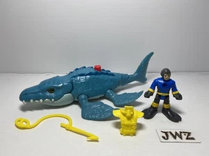 Imaginext Jurassic World Mosasaurus Sea Dinosaur & Scuba Diver Park Ranger  - Picture 1 of 12