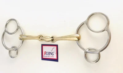 FLYING HORSE Universal 3 Ringe Knebel Pferd Bit deutsches Silber & SS BRANDNEU MIT ETIKETT (BRITISCHER Lagerbestand, KOSTENLOSE VERSAND)