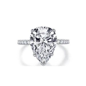 Sterling Silver Teardrop Cz Wedding Band Engagement Promise Ring Sizes 6-9 - Picture 1 of 2