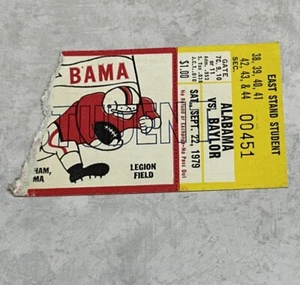 Vintage 1979 Alabama vs Baylor Original Studententicket Stub Fußball AL gewonnen 45 - 0 - Bild 1 von 3